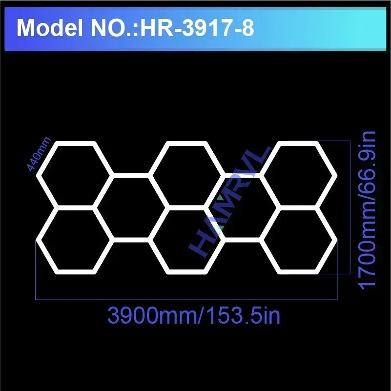 Garage Light Hexagon Lights Lamp 110V-240V Led Tube Honeycomb Ceiling Lighting for Auto Car Body Repair Led Workshop Cutomized