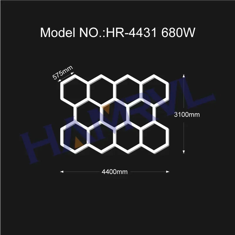 Garage Light Hexagon Lights Lamp 110V-240V Led Tube Honeycomb Ceiling Lighting for Auto Car Body Repair Led Workshop Cutomized