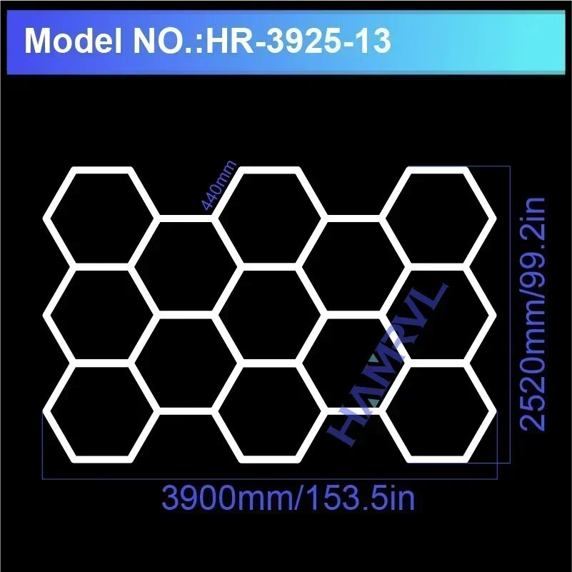 Garage Light Hexagon Lights Lamp 110V-240V Led Tube Honeycomb Ceiling Lighting for Auto Car Body Repair Led Workshop Cutomized