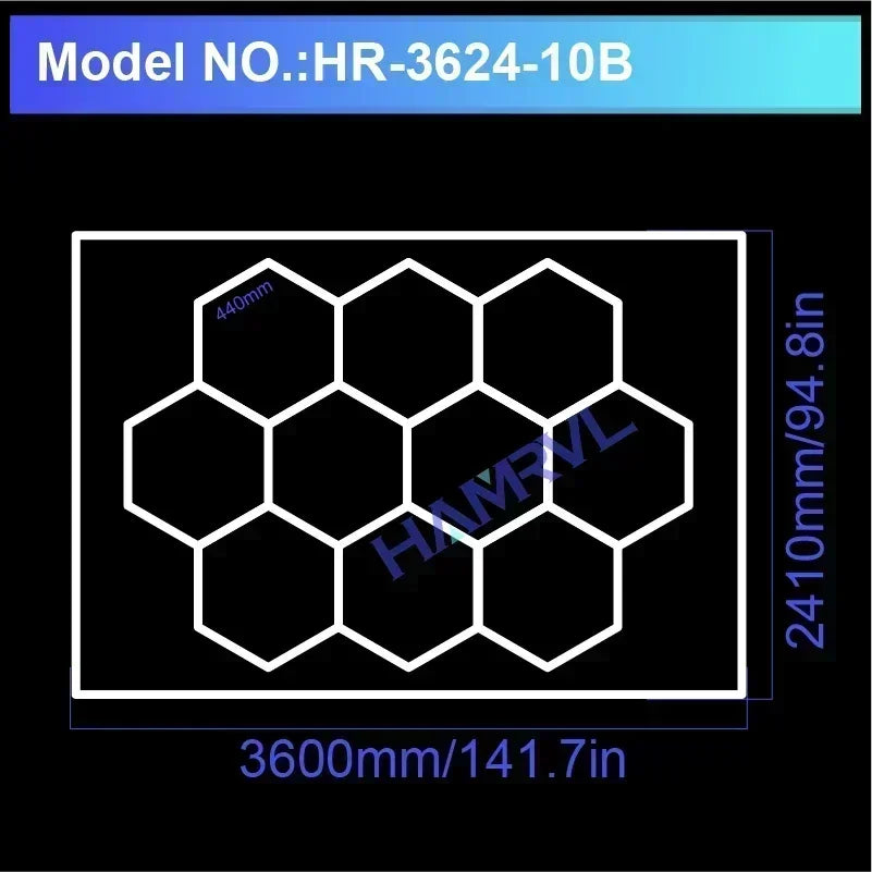 Garage Light Hexagon Lights Lamp 110V-240V Led Tube Honeycomb Ceiling Lighting for Auto Car Body Repair Led Workshop Cutomized