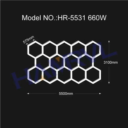 Garage Light Hexagon Lights Lamp 110V-240V Led Tube Honeycomb Ceiling Lighting for Auto Car Body Repair Led Workshop Cutomized