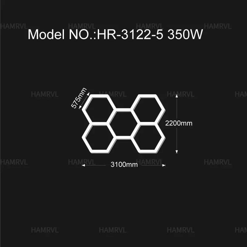 Garage Light Hexagon Lights Lamp 110V-240V Led Tube Honeycomb Ceiling Lighting for Auto Car Body Repair Led Workshop Cutomized