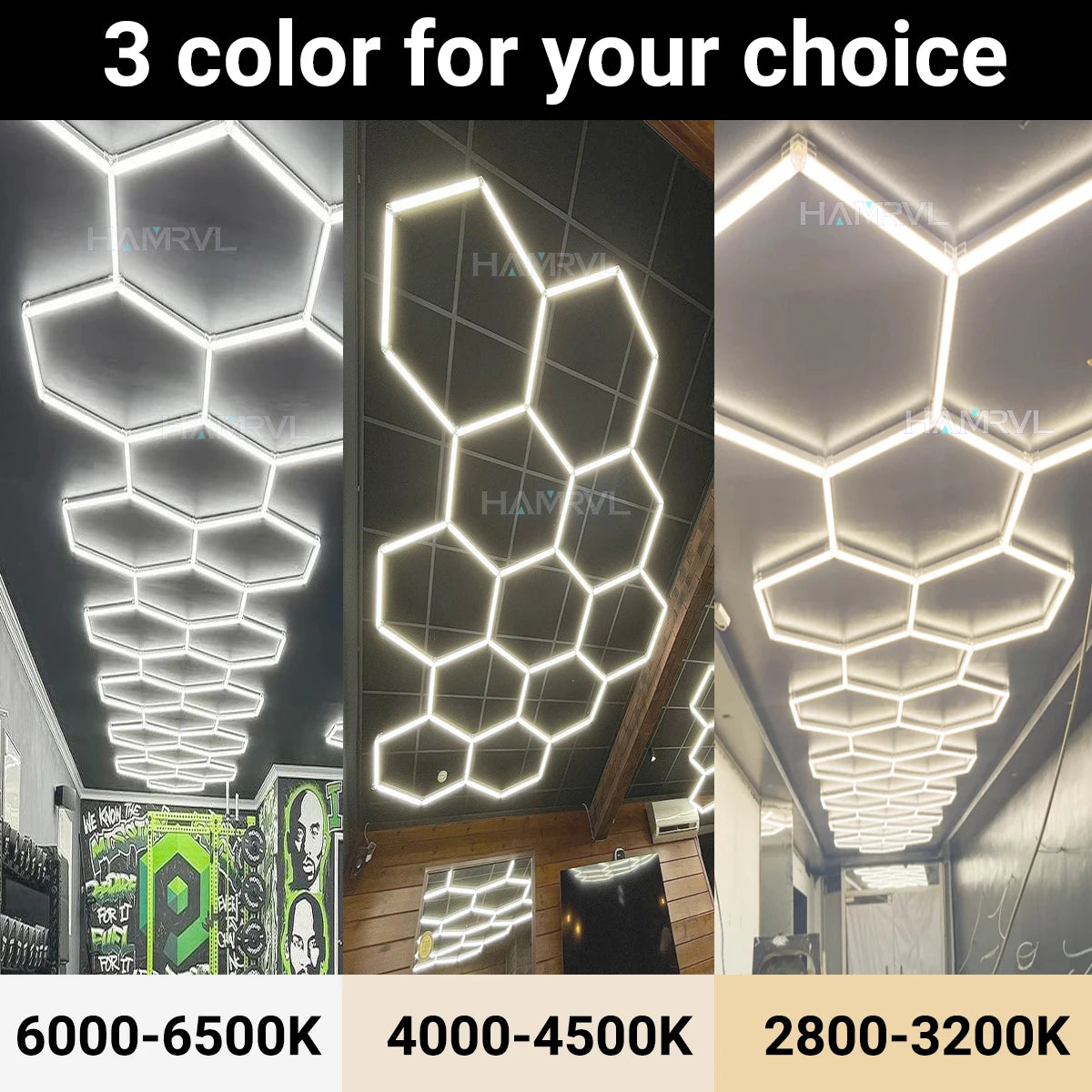 Garage Light Hexagon Lights Lamp 110V-240V Led Tube Honeycomb Ceiling Lighting for Auto Car Body Repair Led Workshop Cutomized