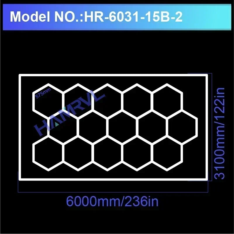 Garage Light Hexagon Lights Lamp 110V-240V Led Tube Honeycomb Ceiling Lighting for Auto Car Body Repair Led Workshop Cutomized