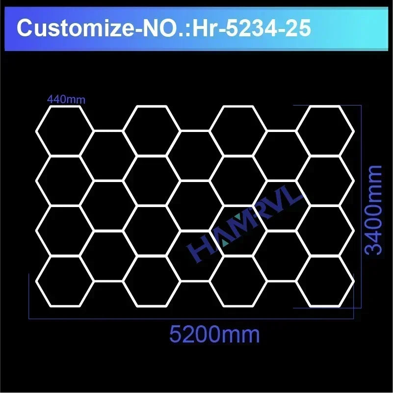 Garage Light Hexagon Lights Lamp 110V-240V Led Tube Honeycomb Ceiling Lighting for Auto Car Body Repair Led Workshop Cutomized