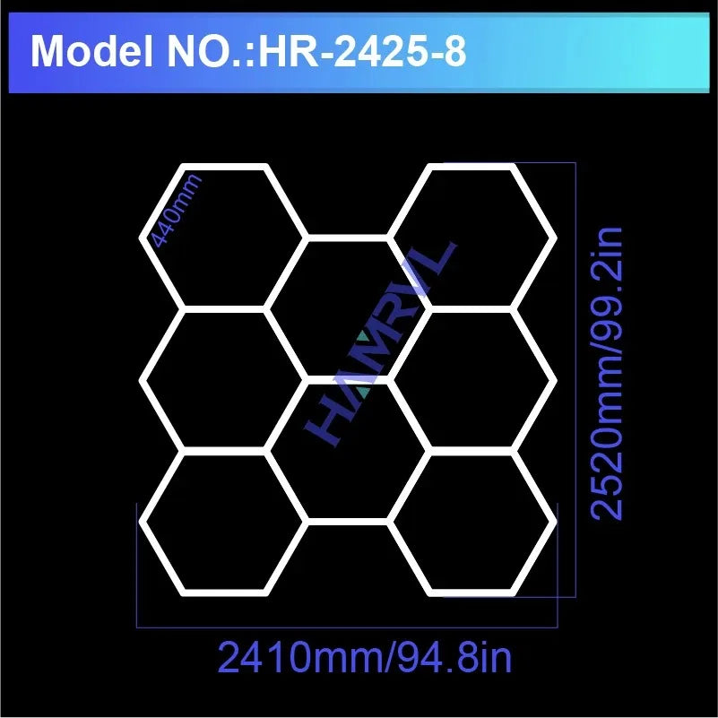 Garage Light Hexagon Lights Lamp 110V-240V Led Tube Honeycomb Ceiling Lighting for Auto Car Body Repair Led Workshop Cutomized