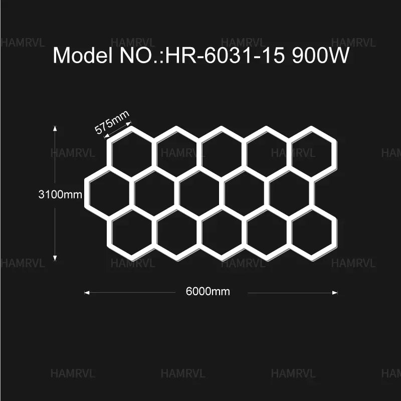 Garage Light Hexagon Lights Lamp 110V-240V Led Tube Honeycomb Ceiling Lighting for Auto Car Body Repair Led Workshop Cutomized