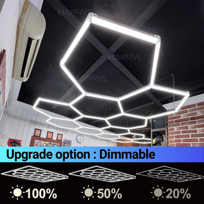 Garage Light Hexagon Lights Lamp 110V-240V Led Tube Honeycomb Ceiling Lighting for Auto Car Body Repair Led Workshop Cutomized