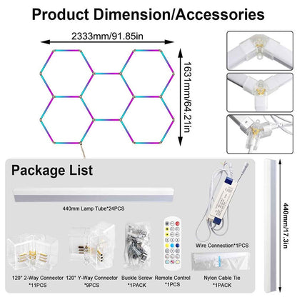 RGB LED Hexagon Garage Lights Car Detailing Shop Light No Border for Garage Bar